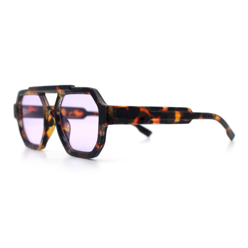 Hipster Octagonal Double Bridge Thick Bevel Plastic Racer Sunglasses