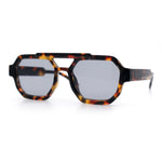 Hipster Octagonal Double Bridge Thick Bevel Plastic Racer Sunglasses