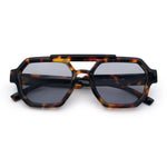 Hipster Octagonal Double Bridge Thick Bevel Plastic Racer Sunglasses