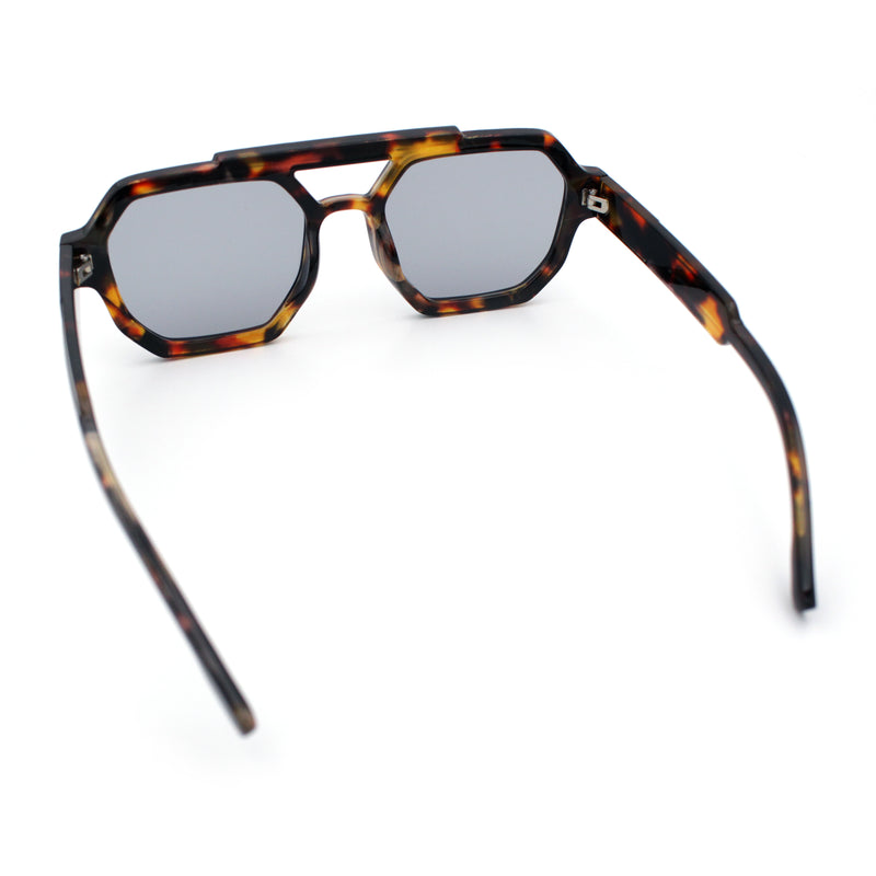 Hipster Octagonal Double Bridge Thick Bevel Plastic Racer Sunglasses
