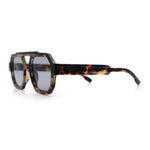 Hipster Octagonal Double Bridge Thick Bevel Plastic Racer Sunglasses