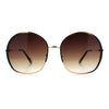Womens Oversized Round Metal Rim Fashion Luxury Sunglasses