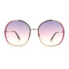 Womens Oversized Round Metal Rim Fashion Luxury Sunglasses