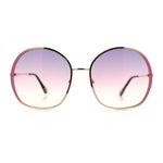 Womens Oversized Round Metal Rim Fashion Luxury Sunglasses