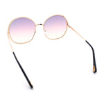 Womens Oversized Round Metal Rim Fashion Luxury Sunglasses