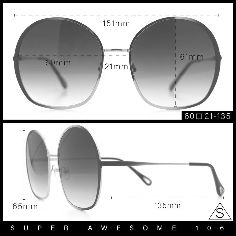 Womens Oversized Round Metal Rim Fashion Luxury Sunglasses