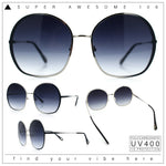 Womens Oversized Round Metal Rim Fashion Luxury Sunglasses