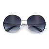 Womens Oversized Round Metal Rim Fashion Luxury Sunglasses