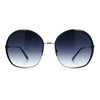 Womens Oversized Round Metal Rim Fashion Luxury Sunglasses