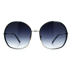 Womens Oversized Round Metal Rim Fashion Luxury Sunglasses