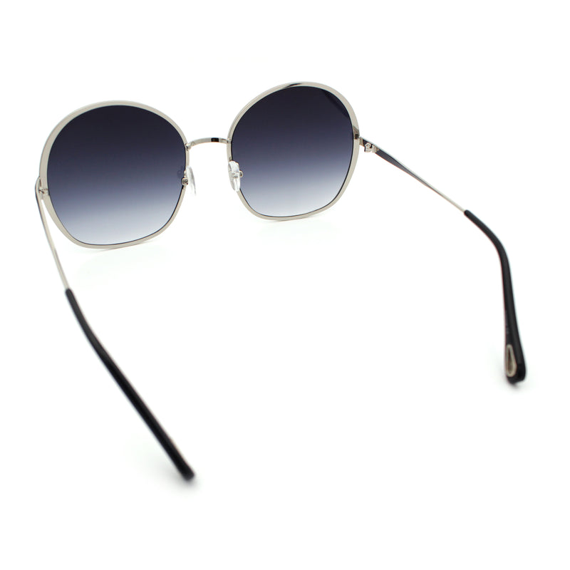 Womens Oversized Round Metal Rim Fashion Luxury Sunglasses