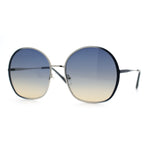 Womens Oversized Round Metal Rim Fashion Luxury Sunglasses
