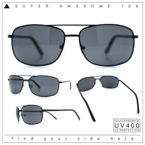 Mens Air Force Classic Narrow Rectangle Officer Cop Metal Rim Sunglasses