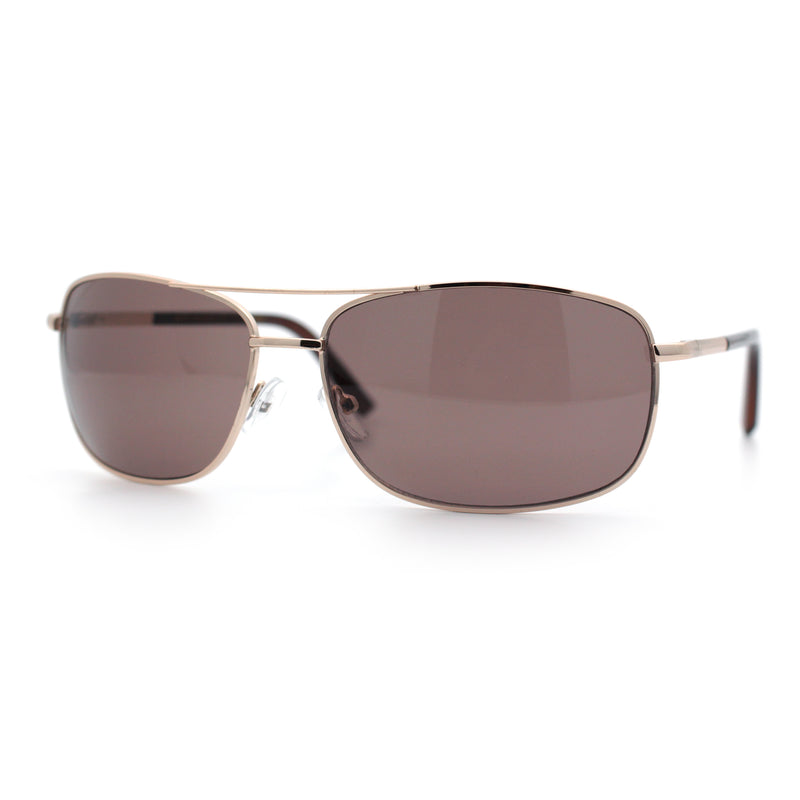 Mens Air Force Classic Narrow Rectangle Officer Cop Metal Rim Sunglasses
