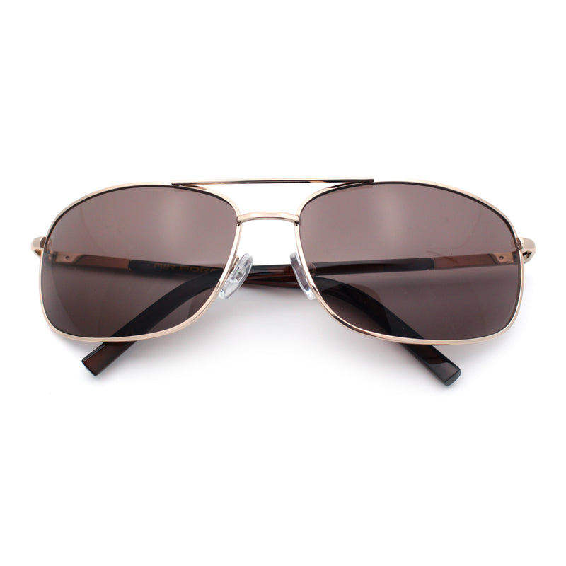 Mens Air Force Classic Narrow Rectangle Officer Cop Metal Rim Sunglasses