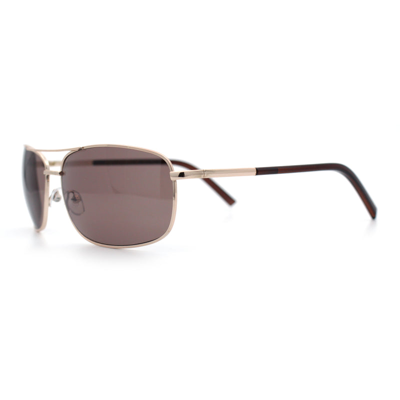 Mens Air Force Classic Narrow Rectangle Officer Cop Metal Rim Sunglasses