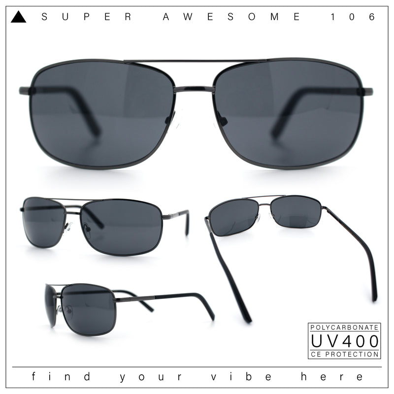 Mens Air Force Classic Narrow Rectangle Officer Cop Metal Rim Sunglasses