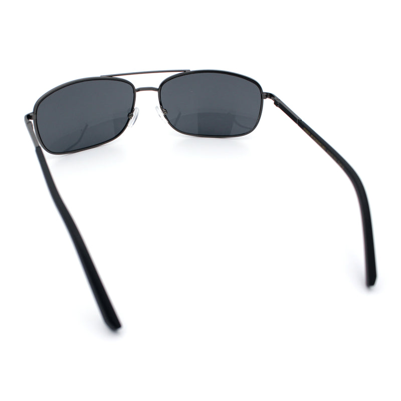 Mens Air Force Classic Narrow Rectangle Officer Cop Metal Rim Sunglasses