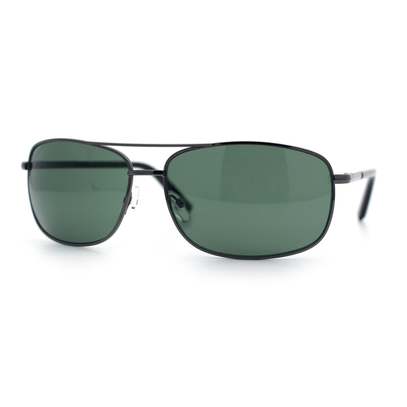 Mens Air Force Classic Narrow Rectangle Officer Cop Metal Rim Sunglasses