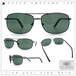 Mens Air Force Classic Narrow Rectangle Officer Cop Metal Rim Sunglasses