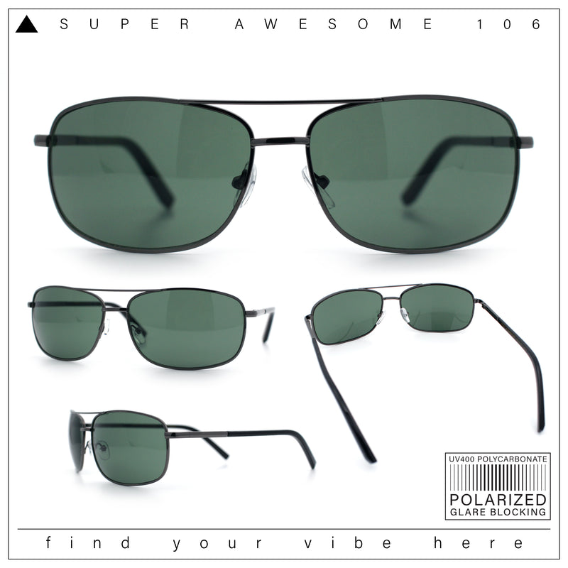 Mens Air Force Classic Narrow Rectangle Officer Cop Metal Rim Sunglasses