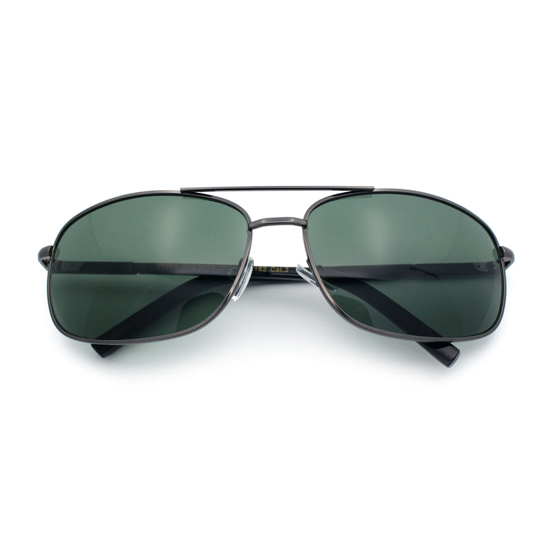 Mens Air Force Classic Narrow Rectangle Officer Cop Metal Rim Sunglasses