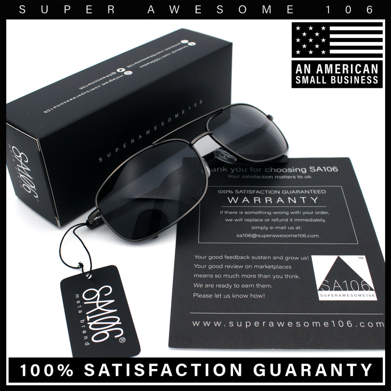 Mens Air Force Classic Narrow Rectangle Officer Cop Metal Rim Sunglasses