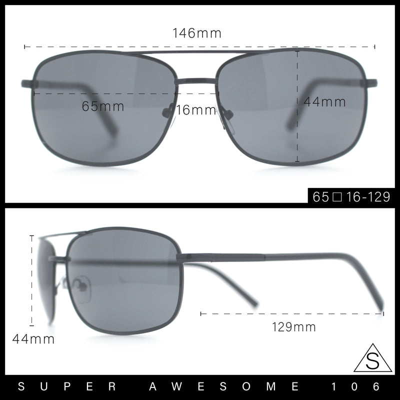 Mens Air Force Classic Narrow Rectangle Officer Cop Metal Rim Sunglasses