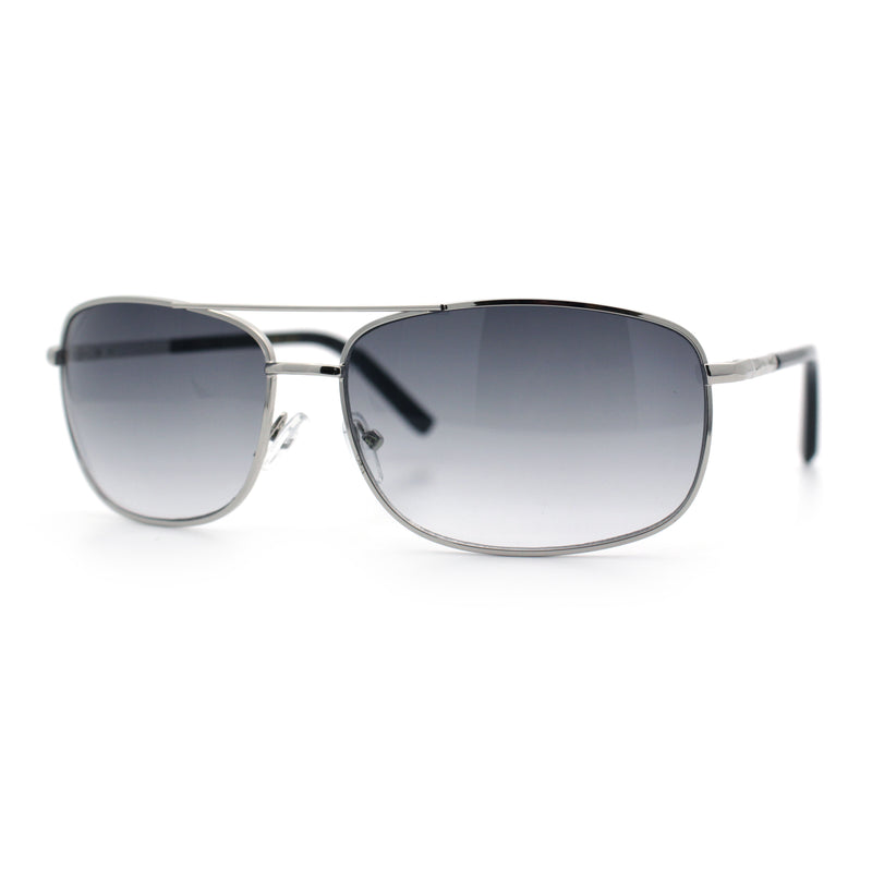 Mens Air Force Classic Narrow Rectangle Officer Cop Metal Rim Sunglasses