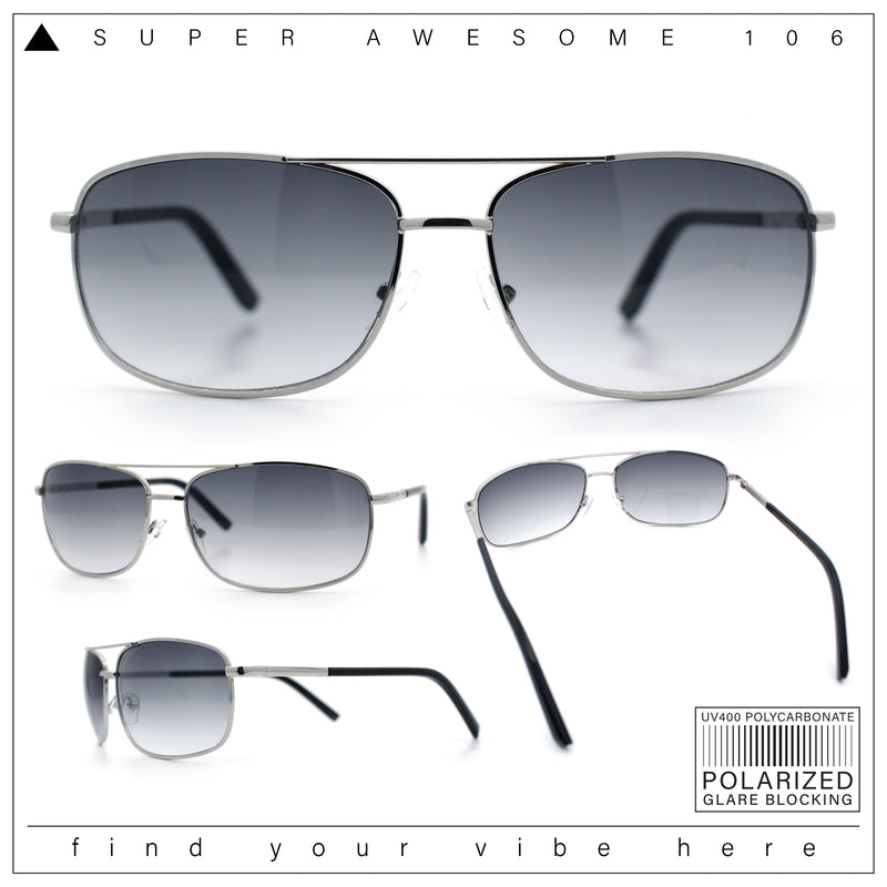 Mens Air Force Classic Narrow Rectangle Officer Cop Metal Rim Sunglasses