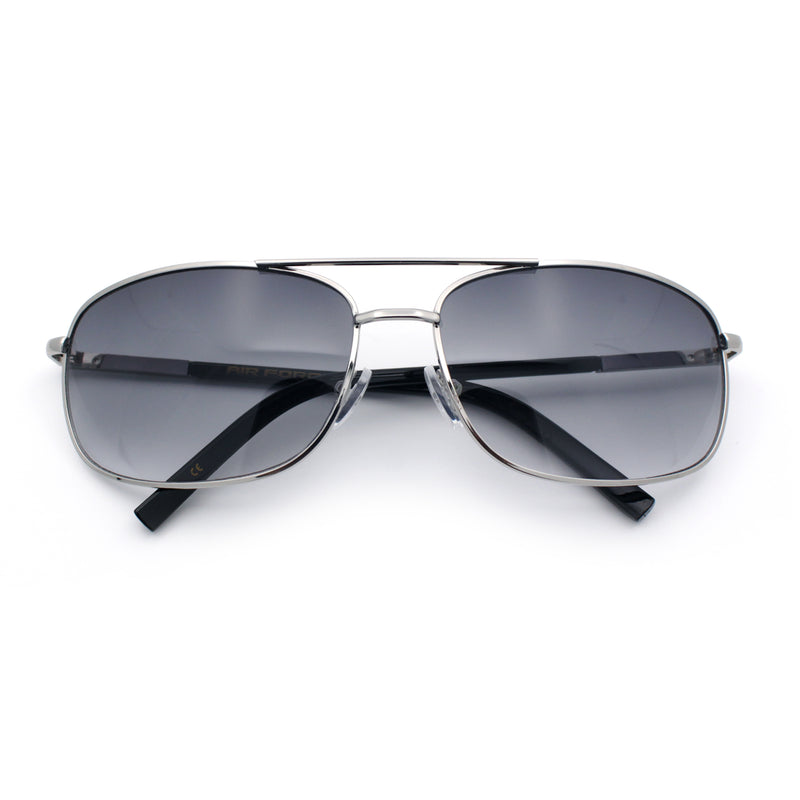 Mens Air Force Classic Narrow Rectangle Officer Cop Metal Rim Sunglasses