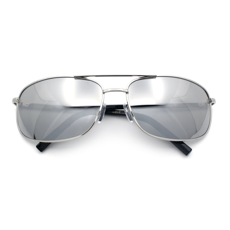 Mens Air Force Classic Narrow Rectangle Officer Cop Metal Rim Sunglasses