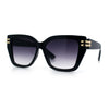 Womens Minimal Ornate Metal Hinge Thick Plastic Horn Rim Fashion Sunglasses