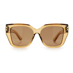 Womens Minimal Ornate Metal Hinge Thick Plastic Horn Rim Fashion Sunglasses