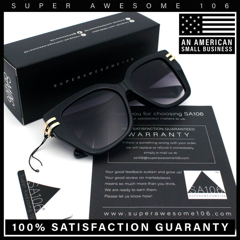 Womens Minimal Ornate Metal Hinge Thick Plastic Horn Rim Fashion Sunglasses
