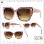 Womens Minimal Ornate Metal Hinge Thick Plastic Horn Rim Fashion Sunglasses