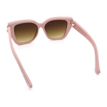 Womens Minimal Ornate Metal Hinge Thick Plastic Horn Rim Fashion Sunglasses