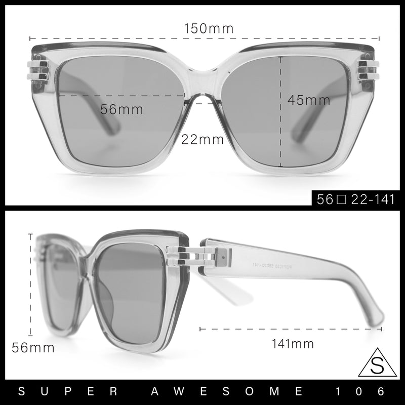 Womens Minimal Ornate Metal Hinge Thick Plastic Horn Rim Fashion Sunglasses