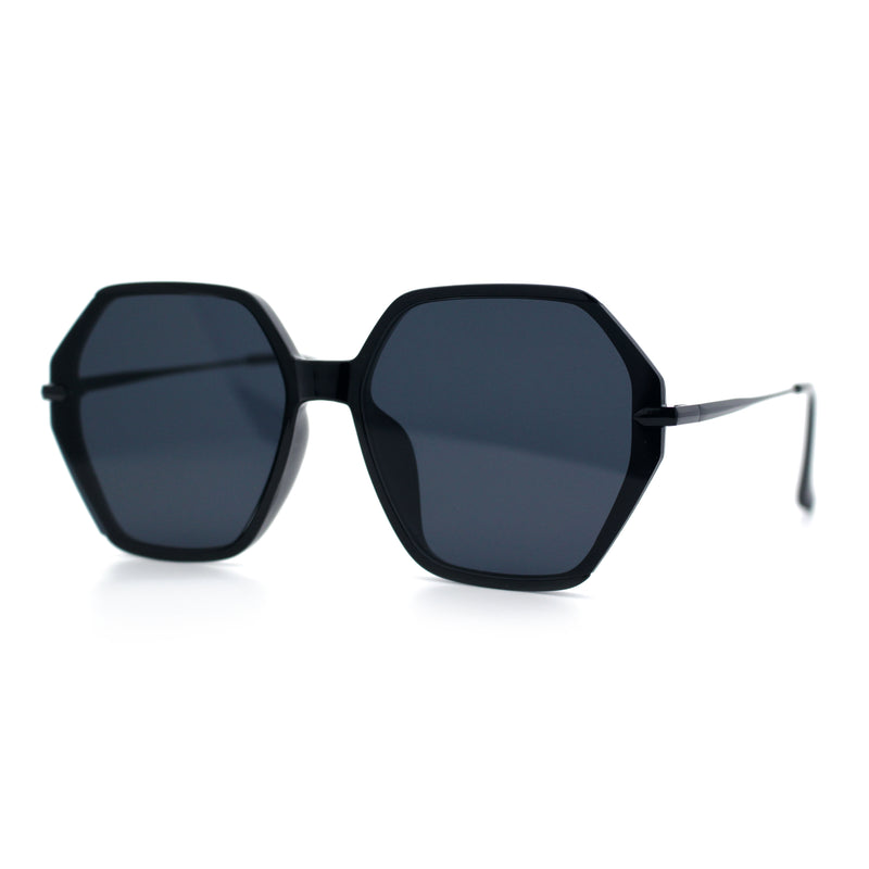 Womens Large Fancy Octagonal Retro Designer Mod Fashion Sunglasses