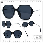 Womens Large Fancy Octagonal Retro Designer Mod Fashion Sunglasses