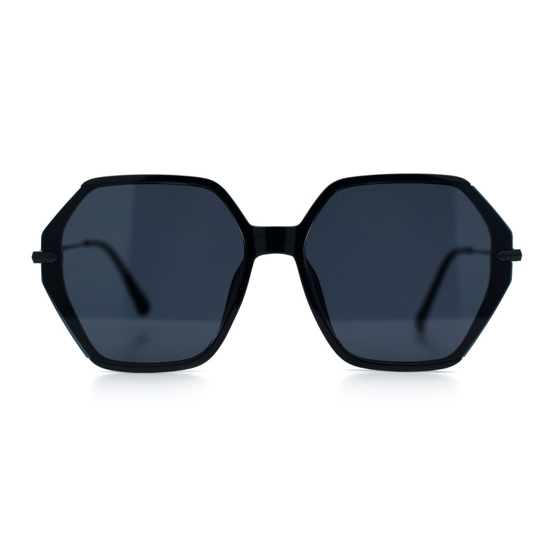 Womens Large Fancy Octagonal Retro Designer Mod Fashion Sunglasses