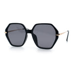 Womens Large Fancy Octagonal Retro Designer Mod Fashion Sunglasses