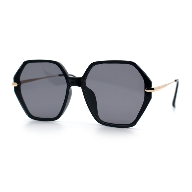 Womens Large Fancy Octagonal Retro Designer Mod Fashion Sunglasses
