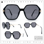Womens Large Fancy Octagonal Retro Designer Mod Fashion Sunglasses
