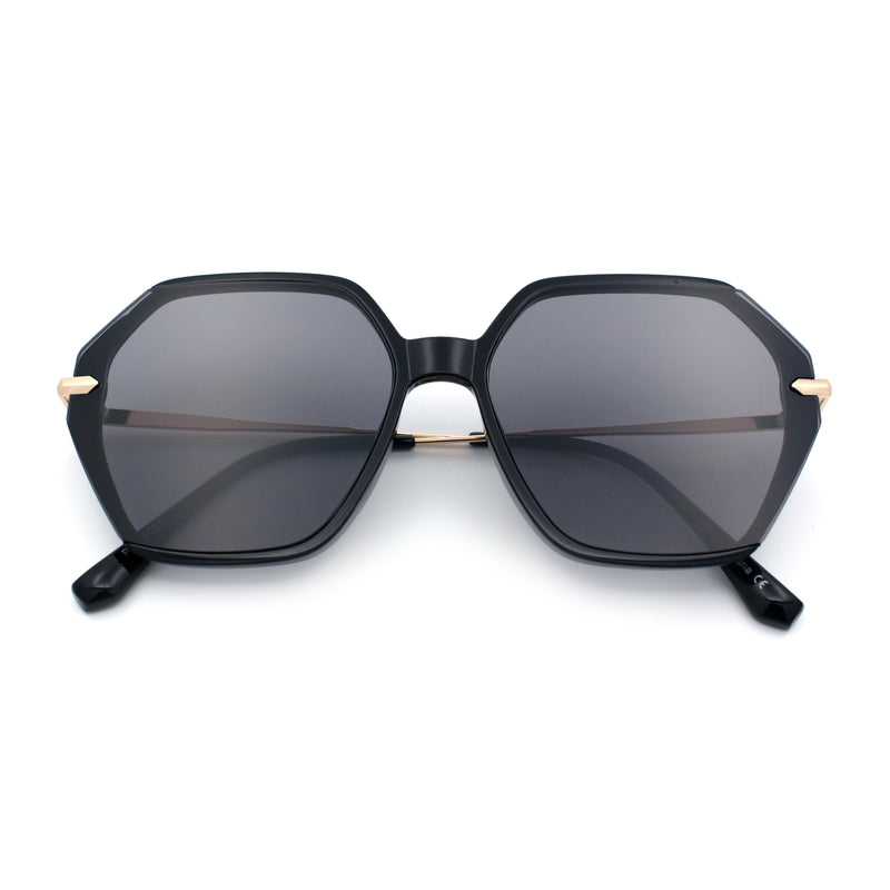Womens Large Fancy Octagonal Retro Designer Mod Fashion Sunglasses