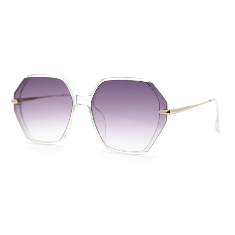 Womens Large Fancy Octagonal Retro Designer Mod Fashion Sunglasses