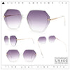 Womens Large Fancy Octagonal Retro Designer Mod Fashion Sunglasses