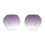 Womens Large Fancy Octagonal Retro Designer Mod Fashion Sunglasses