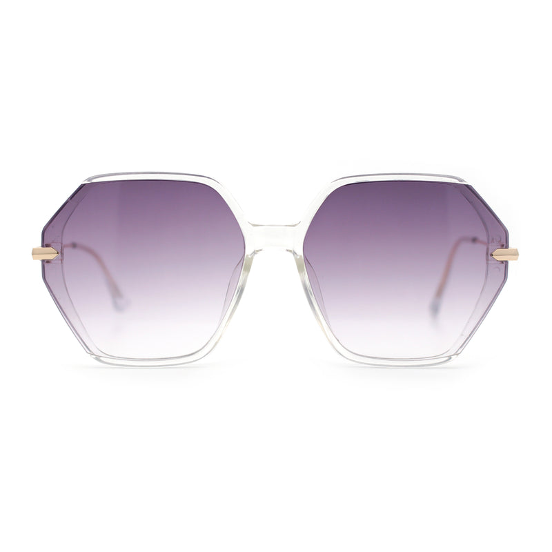 Womens Large Fancy Octagonal Retro Designer Mod Fashion Sunglasses