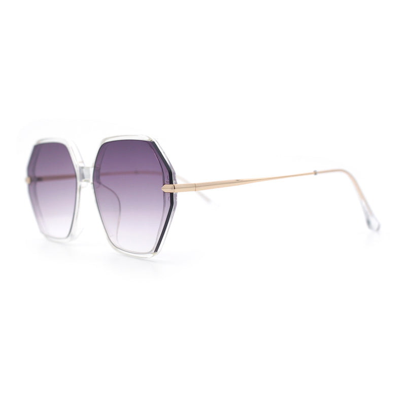 Womens Large Fancy Octagonal Retro Designer Mod Fashion Sunglasses